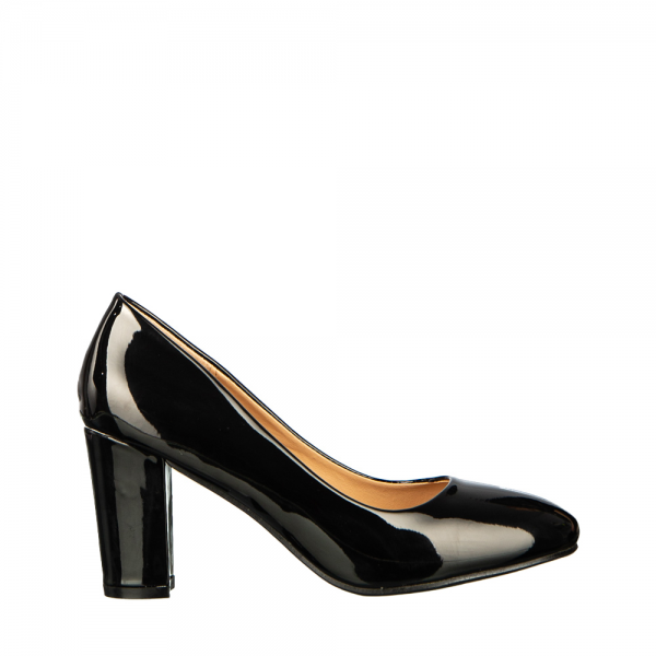 Дамски обувки с ток черни от еко кожа  Crenta, 2 - Kalapod.bg